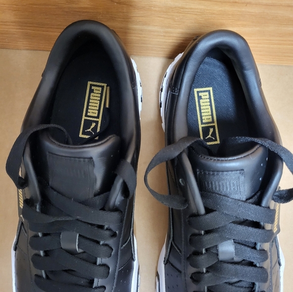 PUMA Cali Bold Black Metallic Gold Women Size 10 - Picture 6 of 16